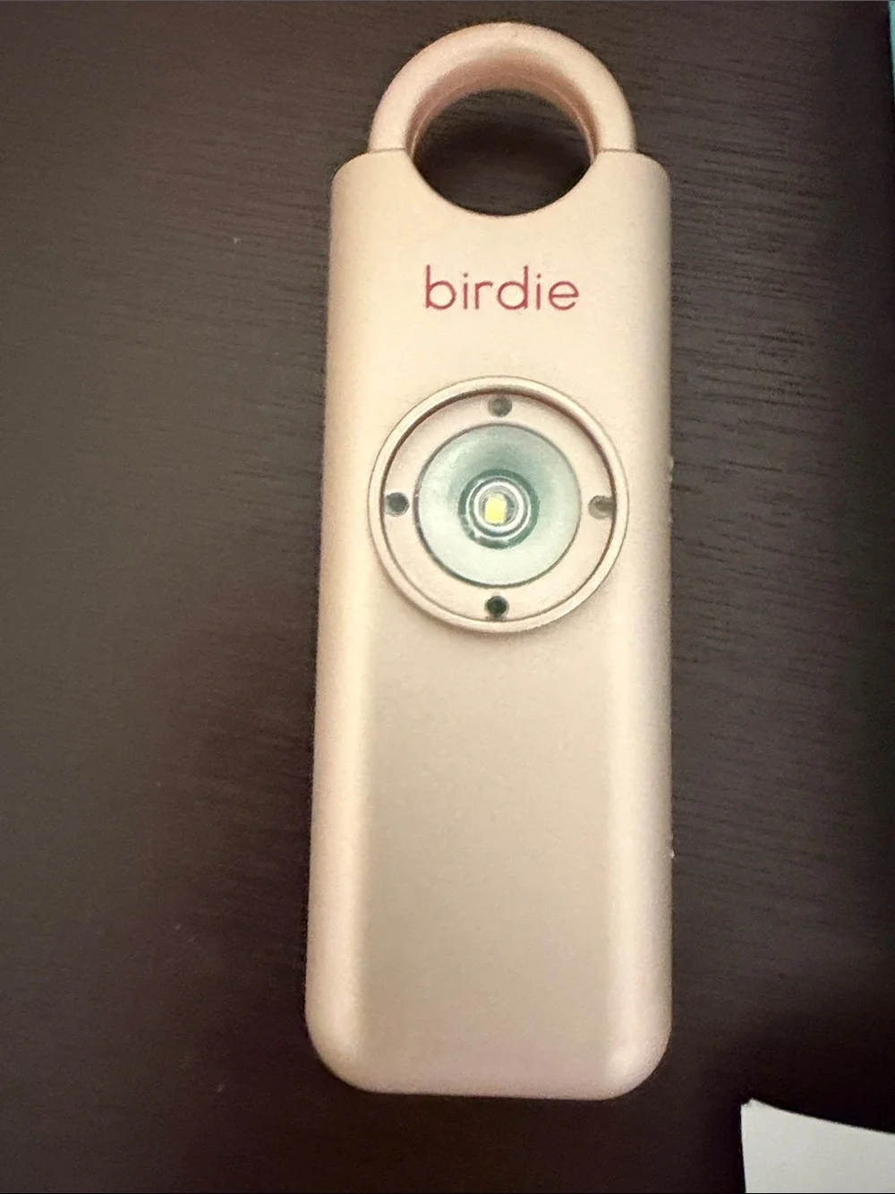Birdie Compact Personal Alarm Keychain in Light Pink with Gold Clip NIB